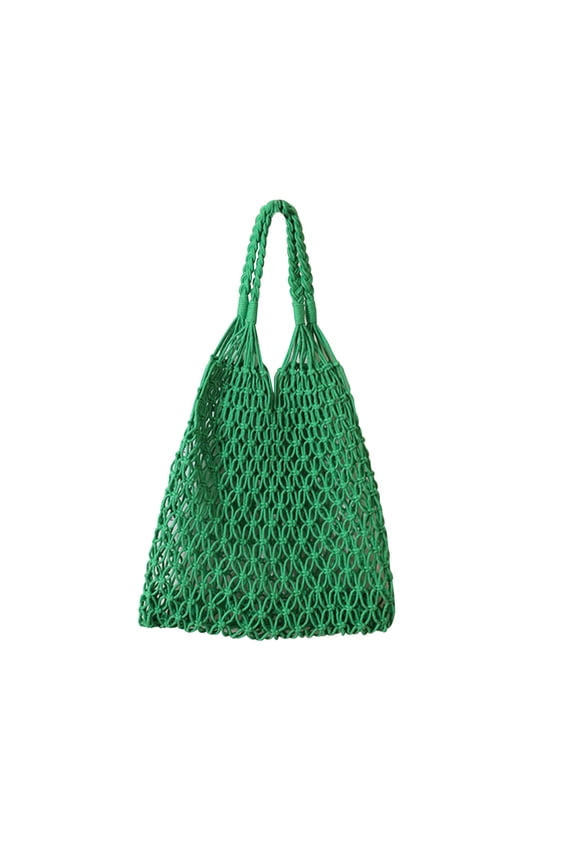 Clearance 1Pcs Crochet Backpack Flap Drawstring Shoulders Bag Summer Beach Woven Tote Bag, Straw Rattan Raffia Bucket Bag, Handmade Basket Handbag