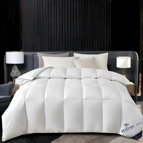 Specollect 1Pcs Feather Comforter, Fluffy Duvet Insert Queen with Ultra Soft Cover, All Season Luxurious Hotel Bedding Comforters with Corner Tabs Cool Quilt Twill Milled Quilt