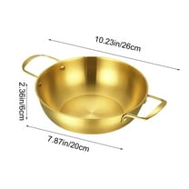 Specollect Clearance 1Pcs Korean Ramen Noodle Pot with Handles,Stainless Steel Everyday Pan,Golden/Silver Korean Cooking Pot for Soup,Noodle,Pasta,Home and Outdoor,Dishwasher Safe,Inner Diameter 20cm