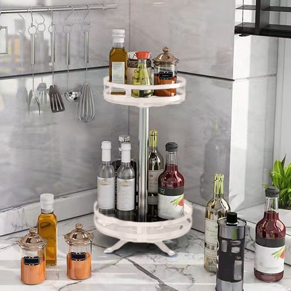 Specollect Clearance 1Pcs Multifunctional Lazy Susan Organizer,360 Degree Rotating 2 Tier Lazy Susan Turntable Organizer for Cabinet,Spice Rack Organizer for Cabinet,Countertop,Bathroom,Pantry
