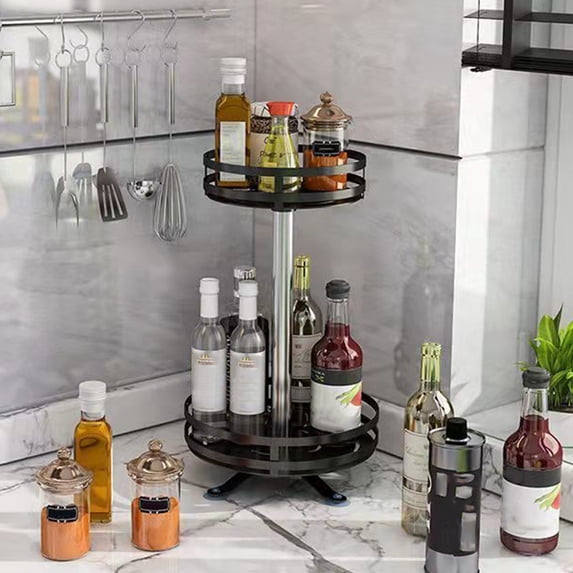 Specollect Clearance 1Pcs Multifunctional Lazy Susan Organizer,360 Degree Rotating 2 Tier Lazy Susan Turntable Organizer for Cabinet,Spice Rack Organizer for Cabinet,Countertop,Bathroom,Pantry