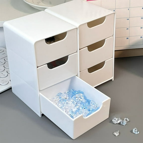 Specollect Clearance 2 Packs Plastic Stackable Vanity Organizer, Compact Storage Organization Drawers Set for Cosmetics, Dental Supplies, Bathroom, Dorm, Desk, Countertop, Office