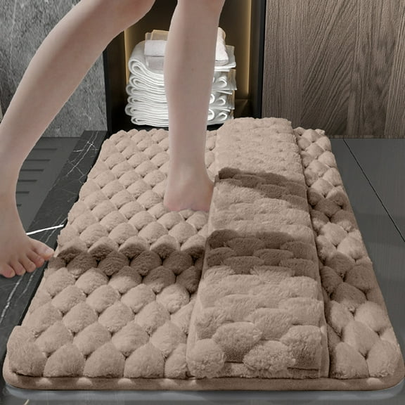 Specollect Clearance 2 Pcs Thicked Foam Bathroom Rugs, Ultra Soft & Non-Slip Bath Mat, Water Absorbent and Machine Washable Bath Carpet Rug for Shower Bathroom Floor Rugs