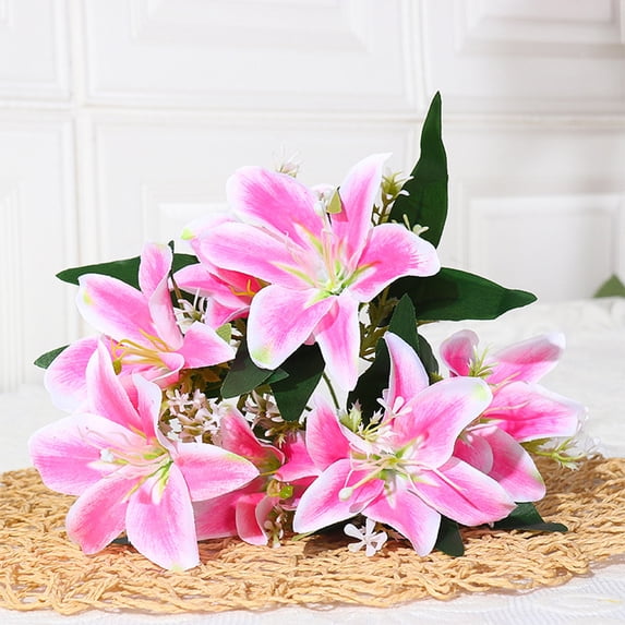 Specollect Clearance 2Pcs Artificial Lily Real Touch Lily Fake Spring Flowers for Wedding Home Party Decoration Plastic Faux Flowers