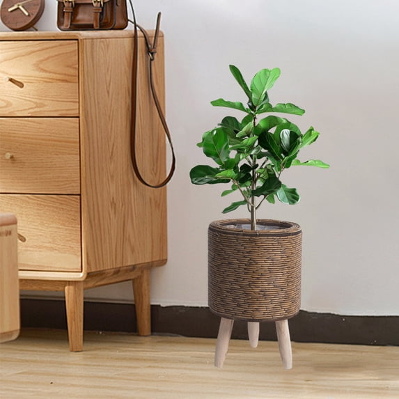 Specollect Clearance 2Pcs Imitation Rattan Plant Stand,Pot on Wooden Standing Legs,for Home Decoration and Display Planter Pot Container