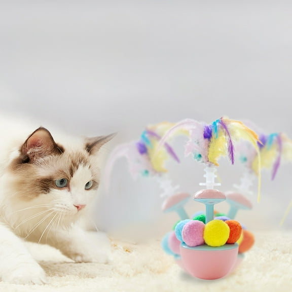 Specollect 2Pcs Interactive Cat Toys for Indoor Cats, Roly Poly Wobble Stimulation Kitty Cat Toy to Keep Them Busy for Bored Adult Cats Self Play, Cute Funny Kitten Feathers & Ball Toy