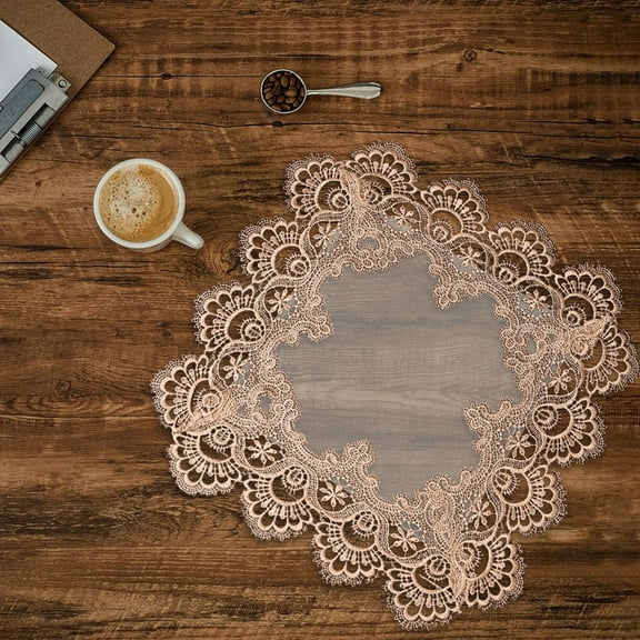Specollect 2Pcs Macrame Lace Table Doilies Square Bedside Tablecloth Nightstand Cover Coffee Dining Tables Centerpiece Small Table Cloth Vase Mat Cup Mat Dusts Cover Cloth