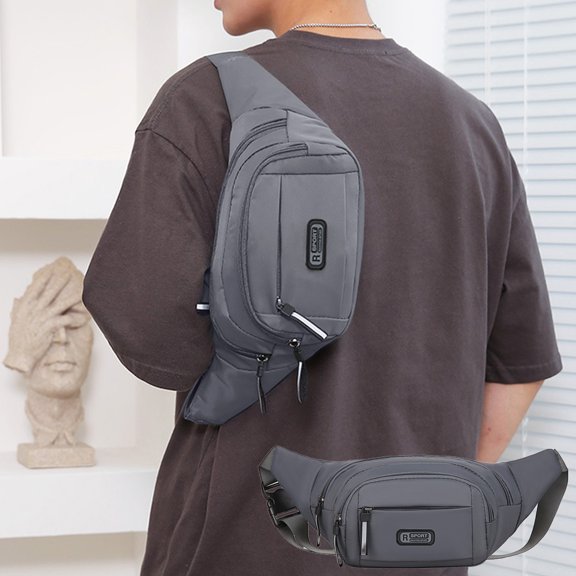 Specollect Clearance 2Pcs Multifunctional Crossbody Bag-Tactical Men's Fanny Pack w/Adjustable Waist Belt,Zippered Pockets,Waterproof Compact Lightweight Belt Bag