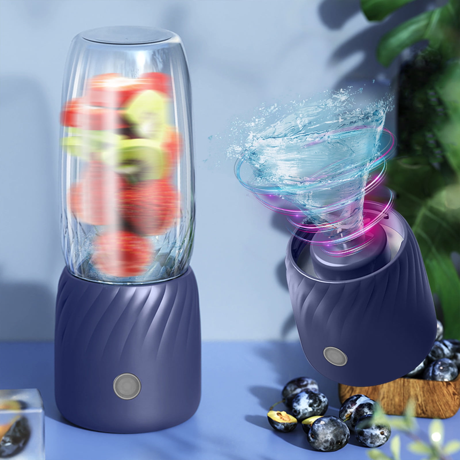 Specollect Clearance 2Pcs Portable Blender, Personal Size Eletric USB Rechargeable With 6 Blades Juicer Cup, Fruit, Smoothie, Baby Food Mixing Machine Magnetic Secure Switch