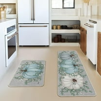 Specollect 2Pcs Pumpkin Decorative Fall Kitchen Rugs and Mats Set of 2,Thanksgiving Autumn Pumpkin Front Door Mat Floor Rug for Fall Home Holiday Party Decor