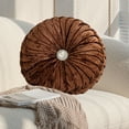 thumbnail image 1 of Specollect Clearance 3 Pcs Decorative Round Pleated Throw Pillows, Classy Accent Throw Pillows with Center Button, Vintage Velvet Floor Pillows for Sofa Couch Vanity Chair Bed, 1 of 5