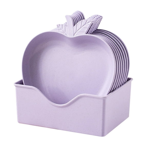 Specollect Clearance 30Pcs Apple Shaped Dinner Plates Dinnerware Dishes Set 6.29 Inch Food Plate Saucers Tray Fruits Snack Bowls BPA Free