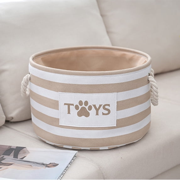 Specollect Clearance 3Pcs Bone Dry Pet Storage Collection Striped Paw Patch Bin,Small Round,Storage Basket