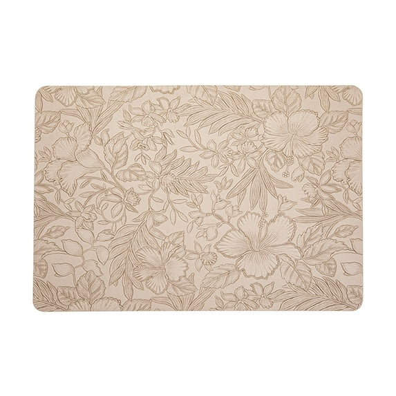 Specollect Clearance 3Pcs Faux Leather Placemats - Waterproof - Wipe Clean - Heat Resistant - Anti Slip Dining Table Place Mats, Beautiful Flower Pattern Decoration, Suitable for Indoor & Outdoor Use