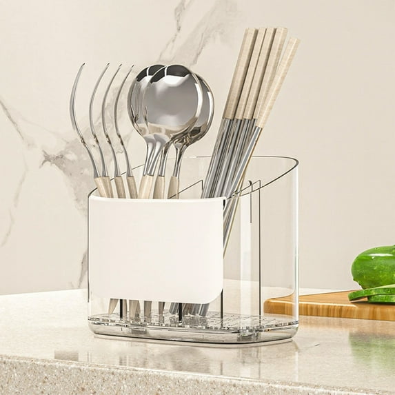 Specollect Clearance 3Pcs Multifunctional Utensil Holder Cutlery Drainer Sink , Chopsticks Holder Spoon Chopsticks Fork Drain Rack Basket Storage Holder Organizer Compartment Box