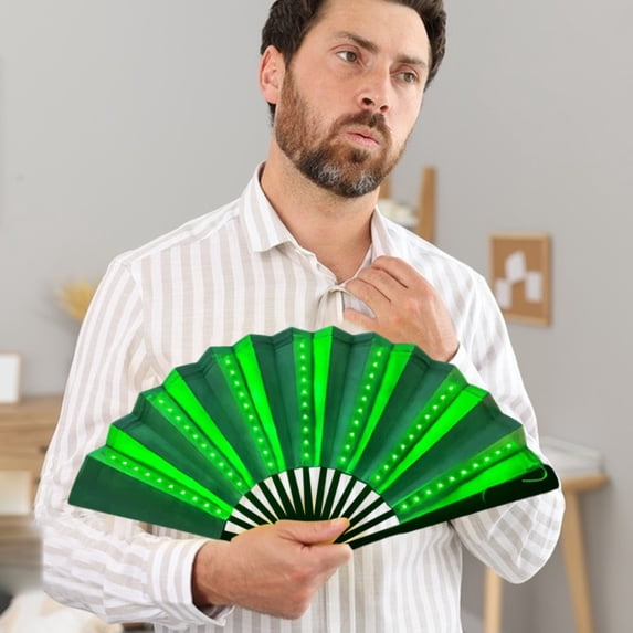 Specollect Clearance 3Pcs Party LED Hand Fan,Colorful Glowing Handheld Folding Fan with Remote Control for Stage Performance,Birthday Festival,Dance,Wedding,Night,Bar,Club