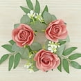 thumbnail image 1 of Specollect Clearance 3Pcs Red Rose Candle Rings Wreaths Artificial Flowers with Green Leaves Floral Table Pillar Centerpiece Mini Rings Garland for Wedding Home Party Table Wreath Candle Holder Décor, 1 of 5