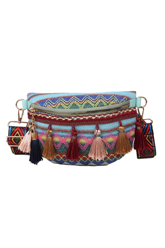 Clearance 3Pcs Tassel Weaving Patterned Sling Bag Crossbody Backpack,Adjustable Chest Bag Casual Shoulder Backpack Travel Hiking Daypack Unisex