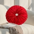 thumbnail image 1 of Specollect Clearance 4 Pcs Decorative Round Pleated Throw Pillows, Classy Accent Throw Pillows with Center Button, Vintage Velvet Floor Pillows for Sofa Couch Vanity Chair Bed, 1 of 5