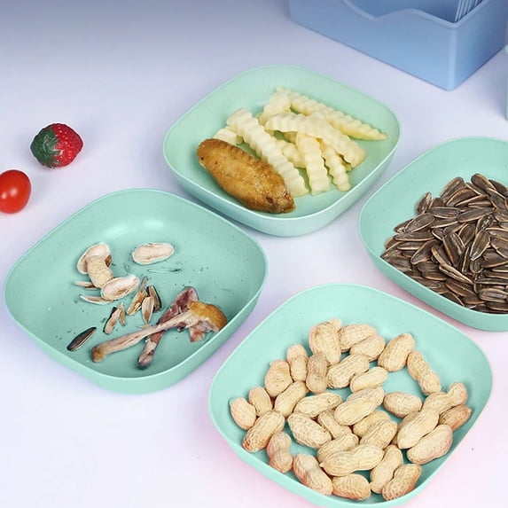 Specollect Clearance 40Pcs Japanese Style Square Plate Set Wheats Straw Small Disks Durable Plate,Dinner Bowl for Salad and Fruit Deep Unbreakable Dinner Plates Dinnerware Dishes Set