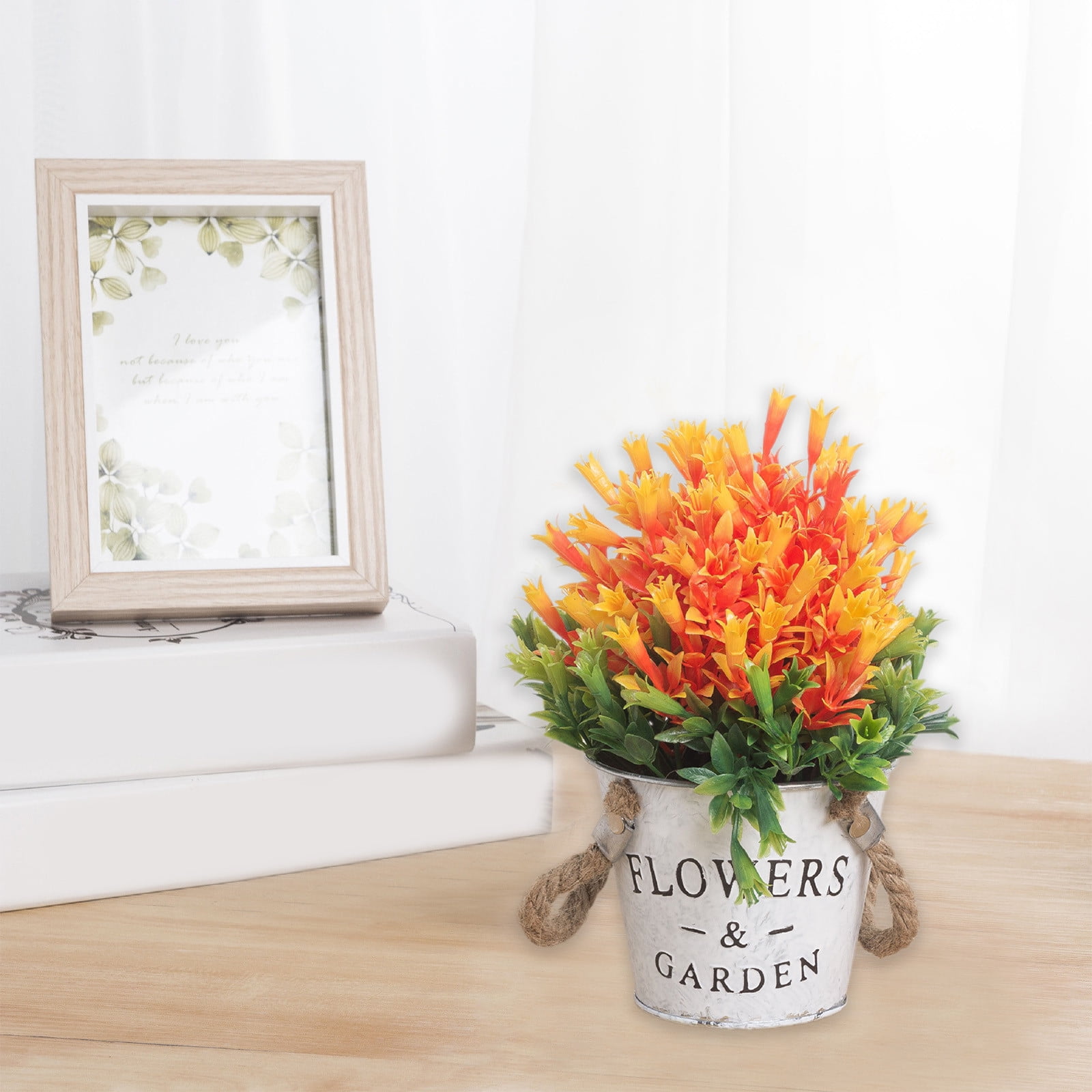 Specollect Clearance 4Pcs Artificial Flowers with Vase Silk Fake Flowers Arrangements in Glass Vase with Faux Water for Home Bathroom Office Table Centerpiece Shelf Decorations