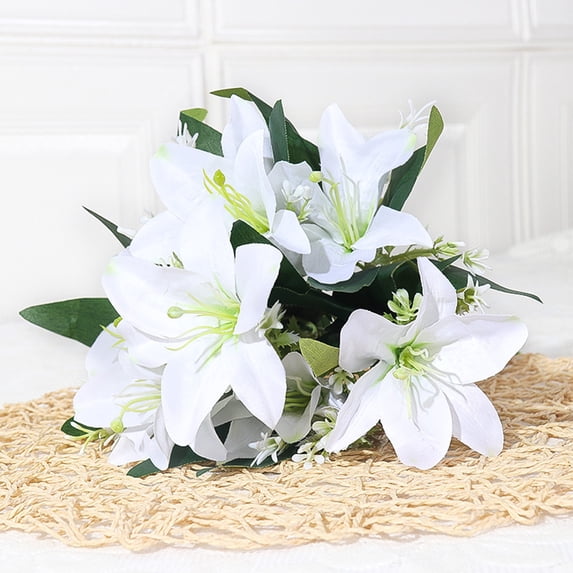 Specollect Clearance 4Pcs Artificial Lily Real Touch Lily Fake Spring Flowers for Wedding Home Party Decoration Plastic Faux Flowers