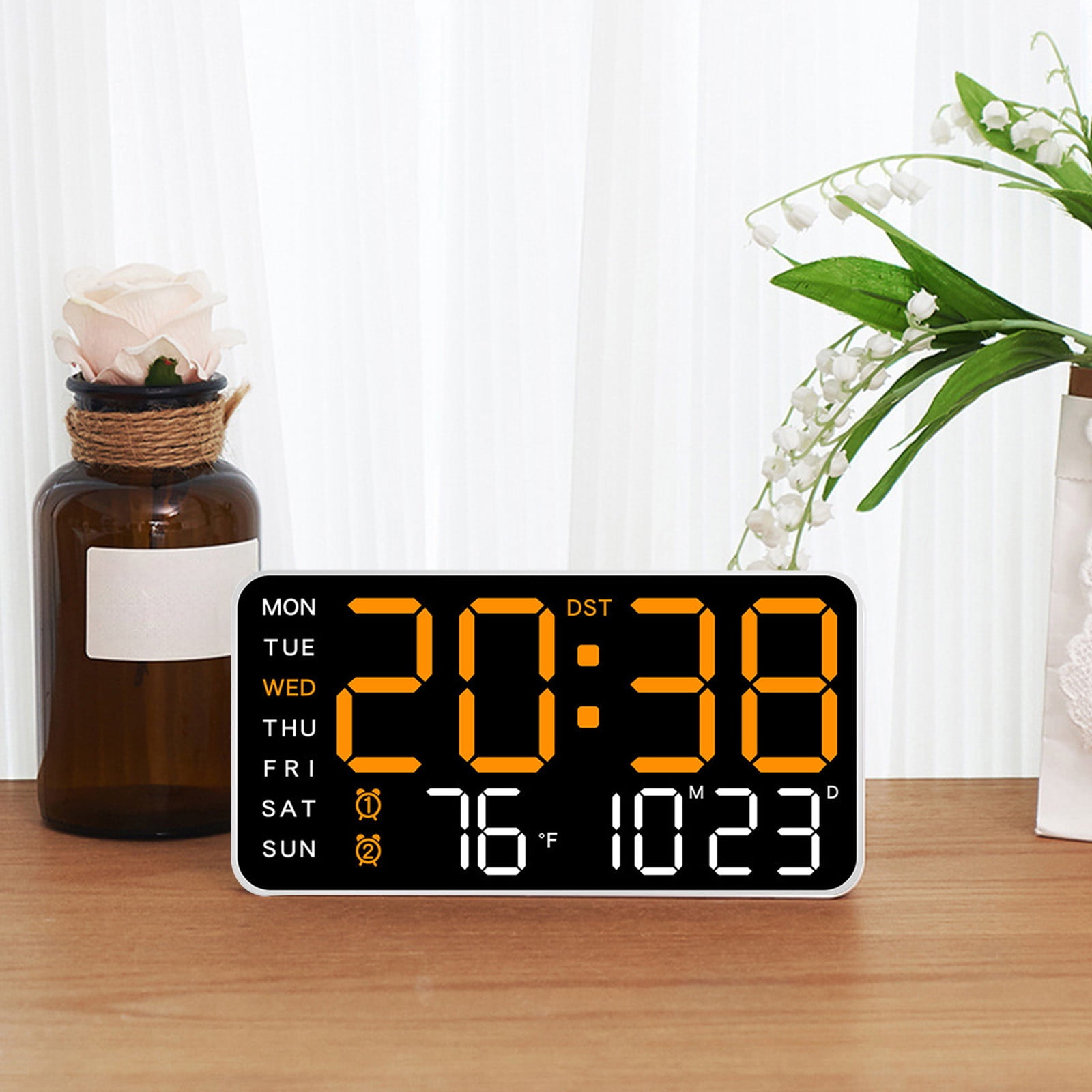 Specollect Clearance 4Pcs LED Digital Wall Clock with Display,Alarm Clock with Digital Calendar for Living Room,Bedroom,Office,Shop,Gym Decor,Seniors,Gift for Elderly
