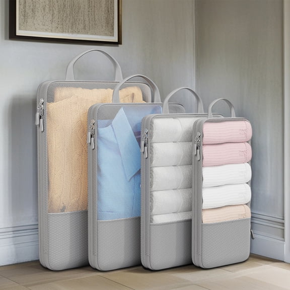 Specollect Clearance 4Pcs Lightweight Compression Packing Cubes Space Saver with Vacuum-Free Compression Expandable Luggage Organizer for Carry-On