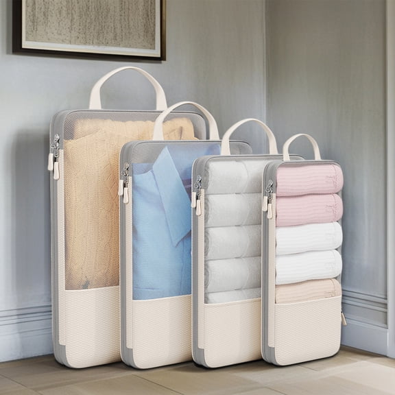 Specollect Clearance 4Pcs Lightweight Compression Packing Cubes Space Saver with Vacuum-Free Compression Expandable Luggage Organizer for Carry-On