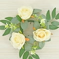 thumbnail image 1 of Specollect Clearance 4Pcs Red Rose Candle Rings Wreaths Artificial Flowers with Green Leaves Floral Table Pillar Centerpiece Mini Rings Garland for Wedding Home Party Table Wreath Candle Holder Décor, 1 of 5