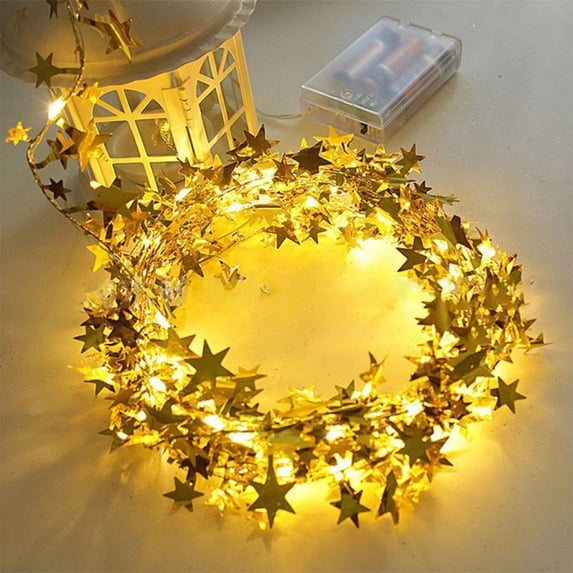 Specollect Clearance 4Pcs Red Star Fairy Lights Battery Operated, Mini Battery Powered Silver Wire Whit PVC Stars Led Starry String Lights Firefly Lights for Bedroom, Christmas, Parties, Decoration