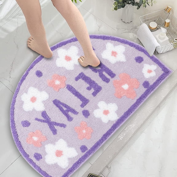 Specollect Clearance 4Pcs Semicircle Absorbent Bathroom Rug Thickened Soft Non-Slip Floor Mat Machine Washable Mat Dries Quickly Shaggy Foot Pad for Bedroom Living Room