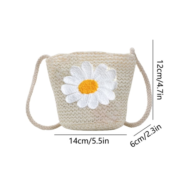 Specollect Clearance 4Pcs Women Kids Straw Beach Bag Clutch Purse Small Crossbody Bag Woven Cotton Shoulder Handbag for Summer