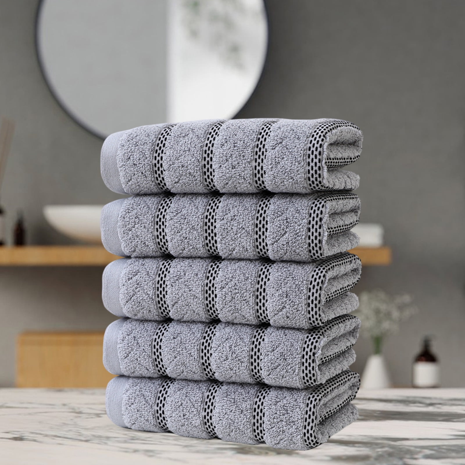 Specollect Clearance 5Pcs Classic Turkish Towels Luxurious 100% Turkish Cotton Washcloths, Highly Absorbent & Quick Dry, Face Towels Wash Cloths for Hotel, Spa & Gym