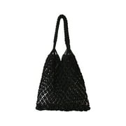 Specollect Clearance 5Pcs Crochet Backpack Flap Drawstring Shoulders Bag Summer Beach Woven Tote Bag, Straw Rattan Raffia Bucket Bag, Handmade Basket Handbag
