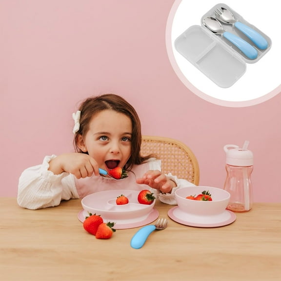 Specollect Clearance 5Pcs Portable Toddler Utensils, kids Silverware Set with Handle,Stainless Steel Children Safe Forks and Spoons, Dishwasher Safe