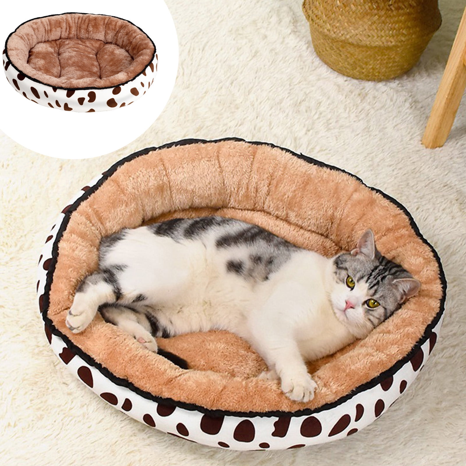 Specollect Clearance 5Pcs Small Dog Bed for Small Dogs,Cat Beds for Indoor Cats Washable,Oval Orthopedic Dog Bed,Warming Soft Calming Sleeping Puppy Bed Durable Pet Bed with Anti-Slip Bottom