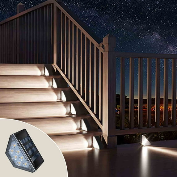 Specollect Clearance 5Pcs Solar Auto Off Motion Sensor Step Light Waterproof,LED Solar Powered Stair Lights,Dusk to Dawn Deck Lights for Outside Garden,Patio,Yard