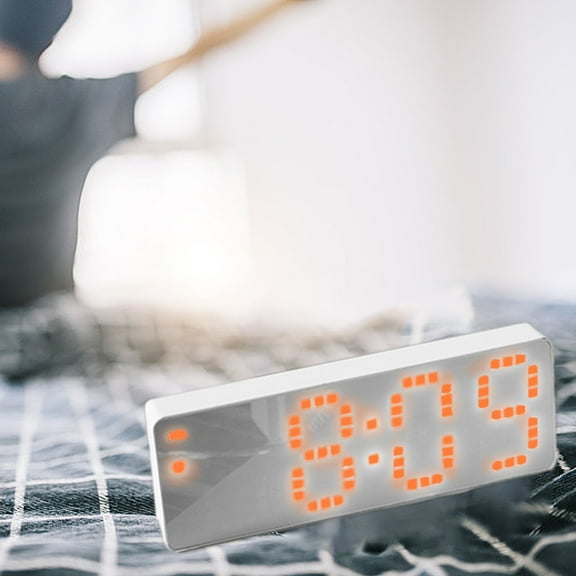 Specollect Clock for Bedroom, Clocks for Living Room Decor, Desk Table Clock, Alarm Display with Date Week Temperature, Automatic Brightness Dimmer, Smart Cool Modern Three Brightness Settings