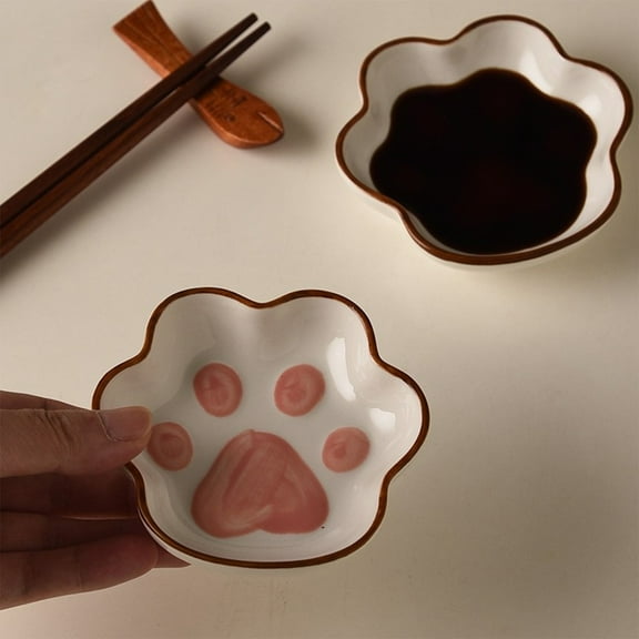Specollect Cute Japanese Style Cats Paw Adorable Porcelain Sauce/Seasoning Dish, Sushi Soy Dipping Bowl, Dessert , Appetizer Plates, Serving Dish for Kitchen Home Condiments Soy