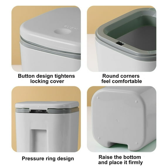 Specollect Desktop Small Trash Can, Bathroom Garbage Can with Lid Press-Top, Small Waste Basket with Trash Bags, Garbage Bin for Dorm, Office, Bathroom, Bedroom, Kitchen, Living Room