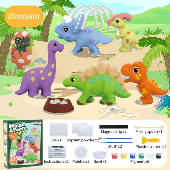 Specollect Dinosaur Painting Kit for Kids, Paint Your Own Figurines Arts and Crafts Set, Ceramics to Paint, Creative Activity DIY Toys Gift for Boys & Girls