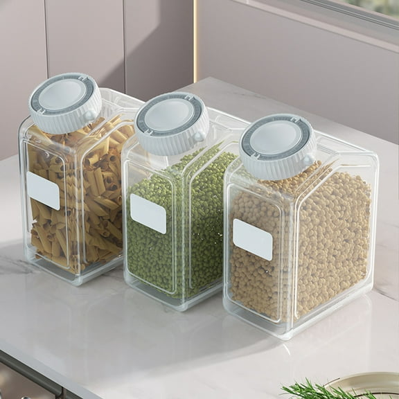 Specollect Flour Rice Airtight Dry Food Storage Container, Rice Storage Bin Cereal Containers Dispenser, Thicken Plastic Clear Food Storage Box with Pouring Spout, Measring Cup for Grain, Flour Snacks