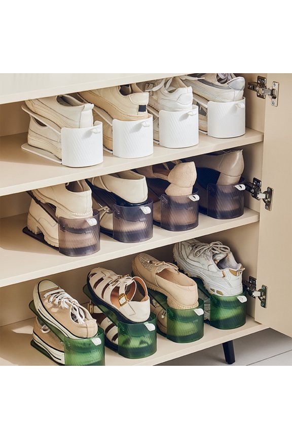 Household Plastic Shoe Slots Organizers Shoes Stacker Organizer for Closet Shoe Stackers for a Pair of Shoes Shoe Display Shelf Shoe Rack Holders Space Saver Clear