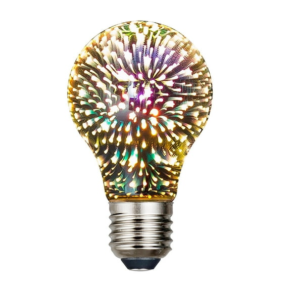 Aooww Infinite 3D Firework Effect LED Light Bulb, E26 Base A19 2W 120V, Decorative Christmas Light Bulb, Decorative Night Light Bulb Fairy Multicolor Light Bulb, Party Bar Festive Light Bulb