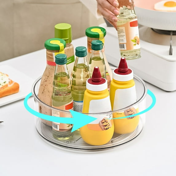 Specollect Kitchen Turntable Organizer, Spice & Condiment Storage, Cabinet & Pantry Spinner with Removable Base, Multi-Tier Countertop Organizer for Fridge & Bathroom