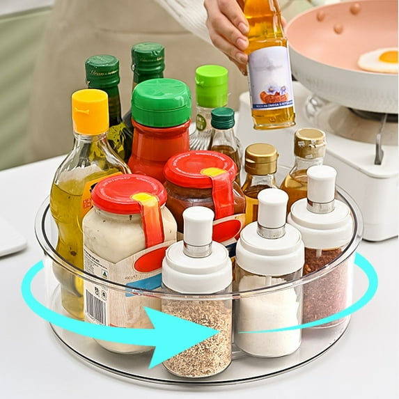 Specollect Kitchen Turntable Organizer, Spice & Condiment Storage, Cabinet & Pantry Spinner with Removable Base, Multi-Tier Countertop Organizer for Fridge & Bathroom