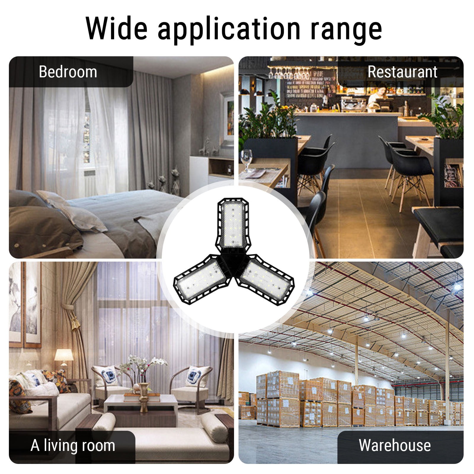 Specollect LED Garage Lights Deformable Close to Ceiling Light Fixtures E27 Screw-in Six Leaf Glow Lighting, Ultra Bright LED Shop Light with for Work Shop Warehouse Screw Socket