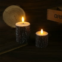 Specollect LED Pine Bark Candles Set of 2 Flameless Battery Operated Safe Christmas Winter Home Decor Fireless Centerpiece