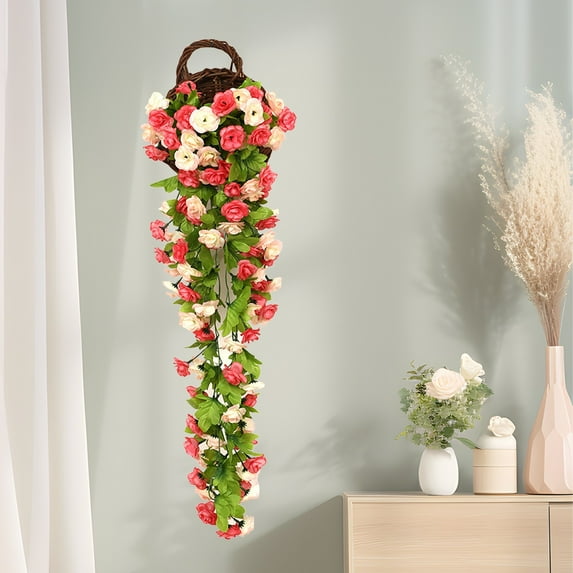 Specollect Roses Hanging Flowers Artificial Plants Rose Vine Flower for Home Room Garden Wedding Indoor Outdoor Decoration